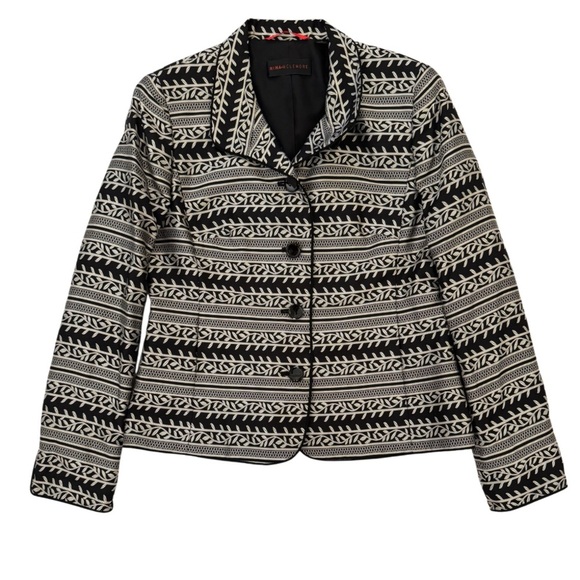 Nina McLemore 100% Silk Patterned Tailored Botton-Down Blazer Jacket Size 6 - Picture 4 of 14